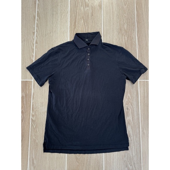 Lululemon Pivot Polo Shirt Mens Large Black Golf Cotton Stretch Performance - Picture 1 of 10